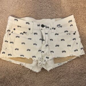 rag & bone White Jean Shorts with Black Pattern